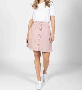 Jupe de golf en coton rose avec poche et boutons-pression, détail plissé à l'avant et dos élastiqué confortable pour femmes - Product Image 6