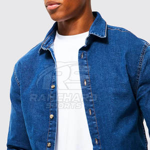 Chemise en jean moderne pour homme, coupe ajustée, streetwear décontracté, chemise en jean décontractée pour homme, haut confortable pour tous les jours - Product Image 5