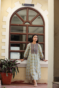 Vestido Casual de Algodón con Estampado de Bloques para Mujer, Fabricante Mayorista OEM, Proveedor de Ropa Femenina en India - Product Image 3