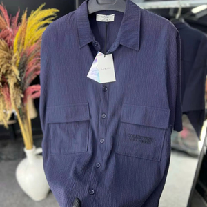 Camisa de lino a rayas para hombre, informal, de manga larga, con botones, ropa de playa de verano, ligera y transpirable - Product Image 1