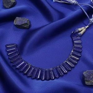 AAA Quality Beautiful Natural Lapis Lazuli Tapered Rectangle Slab Beads <b>Necklace</b> Featuring Main Stone 20% Off And New Year Gift - Product Image 2