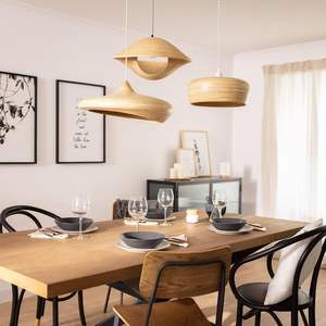 Top selling bamboo spun pendant <b>light</b> for dining room or restaurant best price natural hanging lamp shade - Product Image 6