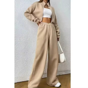 Ensemble de survêtement 2 pièces pour femme, coupe ample, style windbreaker, avec broderie personnalisée, comprenant un crop top et un pantalon ample, effet délavé soleil et délavé à l'acide, très vendu - Product Image 6