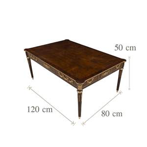 Elegante Mesa de Centro de Madera con Detalles en Latón y Diseño Intrincado para Decoración Clásica de Sala de Estar - Product Image 5