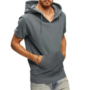 Nueva Sudadera con Capucha para Hombre, Estilo Europeo y Americano, Holgada, de Manga Corta, Color Sólido, para Otoño - Product Image 3