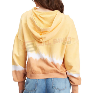เสื้อมีฮู้ดพิมพ์ลายมัดย้อมสำหรับผู้หญิงใส่ให้ความอบอุ่นในฤดูหนาวสไตล์ลำลองมีโลโก้ด้านหน้าสำหรับสวมใส่ในฤดูใบไม้ร่วง - Product Image 2