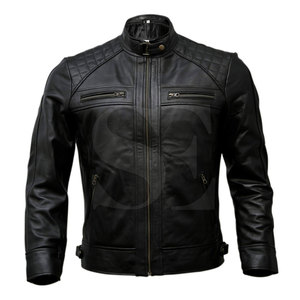 Nouveauté 2025 veste de moto en cuir véritable veste de motard noir dernière conception hommes veste - Product Image 1