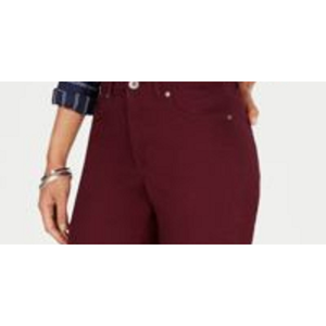 Jean droit rouge pour femme Style & Co, taille 12, en denim respirant avec effet ventre plat et boutons décoratifs - Product Image 2