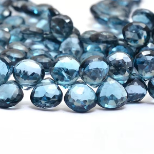 Topacio azul Londres AAA, corazón de 6mm, Briolette, Topacio Azul Natural facetado, piedras preciosas semipreciosas, cuentas de topacio fino genuino para joyería - Product Image 1