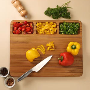Planche à découper en bois avec colonne pour couper et ranger, idéale pour le comptoir de cuisine, le fromage, les fruits, le pain et la préparation quotidienne - Product Image 1