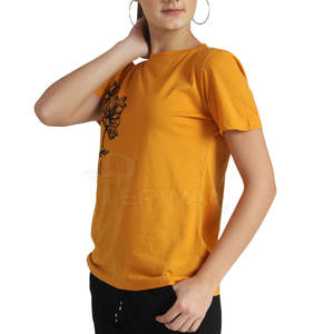 Camiseta de algodón y poliéster para mujer, precio razonable, camiseta más vendida, diseño personalizado, uso al aire libre, camiseta para mujer - Product Image 5