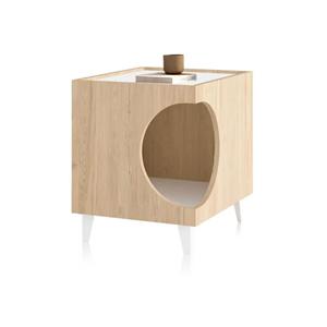 Table de chevet élégante en bois couleur bois Well Home 50x40x40cm avec trou pour animaux de compagnie - Product Image 6