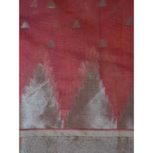 Banarasee Chanderi ผ้าฝ้าย zari Buti & ชายแดนวัด-พีช - Product Image 4