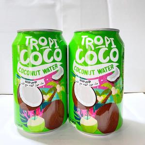 Tropicoco 330ml Alu Can 100% agua de coco pura mejor sabor sin azúcar añadido jugo de frutas y verduras a granel de alta calidad OEM - Product Image 1