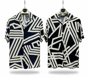 Chemise à manches courtes pour homme, motif floral moderne, coupe décontractée, tissu satiné, respirant, anti-UV, élégante, tenue décontractée d'été, tenue de vacances - Product Image 1