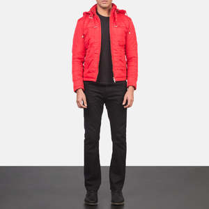 Veste coupe-vent décontractée d'hiver Alps, rouge, à capuche, matelassée en satin, fermeture éclair de haute qualité, motif lettres dégradé, XS à 6XL - Product Image 3