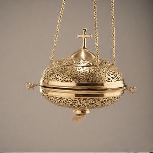 SpireMist DivineFume Celestial Aura colgante quemador de incienso de latón incensario de acabado antiguo para rituales de iglesia y adoración sagrada - Product Image 2