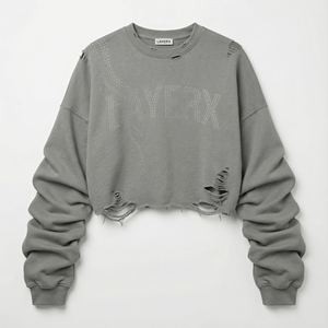 Camiseta Corta Holgada de Algodón 100% para Hombre, Estilo Punk con Pedrería Personalizada, Manga Regular, Estilo Urbano Ecológico, Y2K - Product Image 2