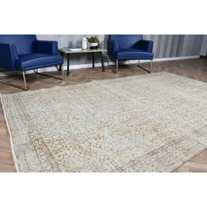 Tapis turc vintage 6,2x9,6 pi (189x294 cm), tapis en laine blanc abstrait - Product Image 4