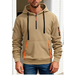 Sweat à capuche décontracté pour homme BD, doublé polaire, hiver, pull à fermeture éclair, multi-poches, 320 grammes, double couche, placement frontal - Product Image 3