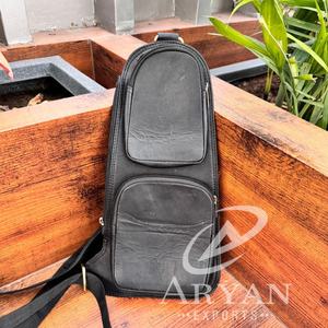 <b>Men</b> Designer Versatile Zippered Pocket Full Grain Genuine Leather <b>Crossbody</b> Chest <b>Bag</b> Vintage High Quality Cowhide Sling <b>Bags</b> - Product Image 1