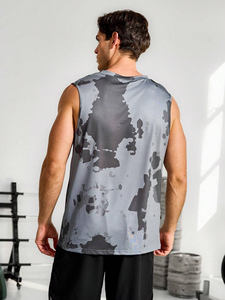 Débardeurs Muscle Fit sans manches 100% coton avec logo personnalisé pour hommes, débardeur imprimé par sublimation, sans manches, pour l'entraînement, prix d'usine - Product Image 2