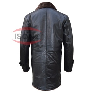 Gabardinas, Abrigo Largo de Cuero, Forro de Piel de Conejo, Estilo Clásico de Inspiración Militar por ISONZ - Product Image 2
