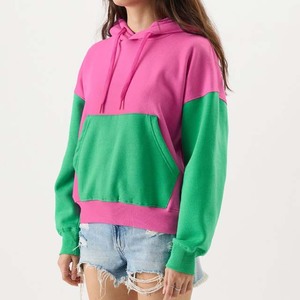เสื้อฮู้ดไหมพรมถักคุณภาพสูงสำหรับฤดูหนาว ผ้าฝ้าย 100% สไตล์สตรีทแวร์ทรงโอเวอร์ไซส์ สีพื้น ย้อมสีตามสั่ง สีชมพู สีเขียว - Product Image 3
