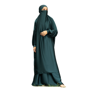 Islamique Simple Naturel Respirant Tissu Doux Ethnique Abaya Ensemble Dubaï Style Femmes Musulmanes Modeste Solide A-ligne Maxi Robe pour - Product Image 2