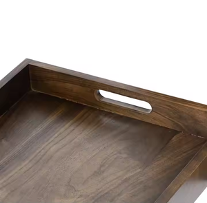 Ensemble de plateaux de service rectangulaires en bois de noyer faits à la main Meilleure vente de plateaux décoratifs en bois naturel avec poignées Décor Impex - Product Image 2