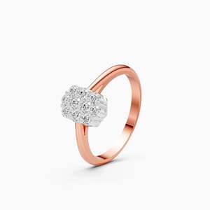 Anillo Ecológico de Lujo Sostenible con Diamante Cultivado en Laboratorio en Forma de Clúster Ovalado de 0.37 Ct |   En oro amarillo, blanco y rosa de 9 quilates - Product Image 3
