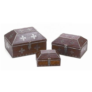 Caja de joyería de Cofre del Tesoro de madera artesanal india de alta calidad con cerradura artesanía de madera decorativa para decoración del hogar y regalos - Product Image 2