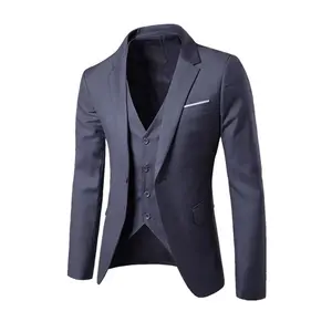 グレーカラーパンツコート3pcsスーツ高品質ファッションビジネスブランクオフィスワーキングジョブジェンツブレザーオフィス通気性パンツコート