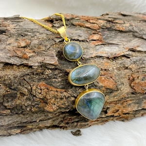 Handmade Labradorite Necklace Natural Gemstones Gold Plated Brass <b>Pendant</b> Healing <b>Crystal</b> Fine Jewelry Women Gift - Product Image 5