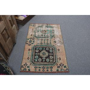 Vintage Turkish Rug 2.4x3.9 ft (74x120 cm), <b>Brown</b> <b>Wool</b> Rug - Product Image 1