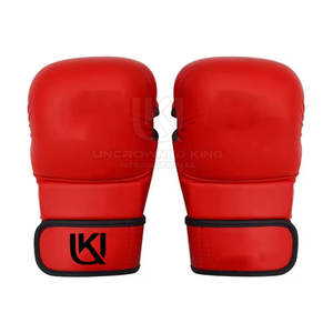 Gants de grappling professionnels en cuir à paume ouverte pour MMA, lot en gros, marque privée - Product Image 1