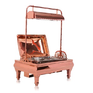 Plato de frotamiento de buffet de acero inoxidable de lujo en calentador de alimentos usado de 9 litros platos de frotamiento de buffet de oro rosa para vajilla de bodas - Product Image 2