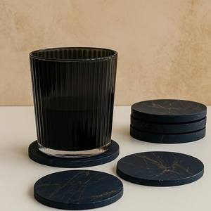Sous-verres en marbre noir et or faits à la main, ensemble de 4 sous-verres de luxe pour boissons - Product Image 4