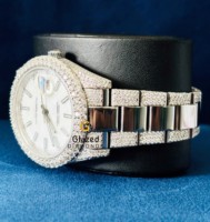 Reloj Inteligente de Lujo para Hombre con Cristal de Moissanita de Corte Brillante y Claridad VVS, Estilo Hip Hop, Fecha Automática, Acero Inoxidable
