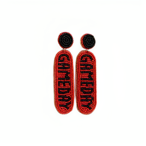 Gimeldy Beaded Drop <b>Earrings</b> <b>Red</b> Black Letter Design Women's Trendy Jewelry - Product Image 1