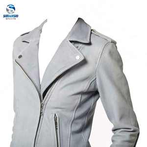 Chaqueta de cuero para mujer, chaqueta de cuero genuino a prueba de viento, chaquetas de cuero ajustadas de Color sólido para mujer - Product Image 4