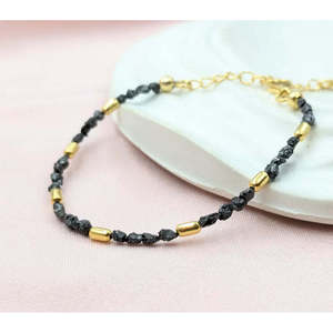 Heart-Shaped Uncut Tumble Black Diamond Beaded Bracelet Bohemia Style Trendy Zinc Alloy <b>Charm</b> <b>Bangles</b> with Pearls Gift - Product Image 3