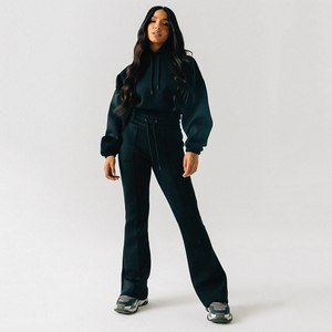 Conjunto de 2 Piezas para Mujer, Otoño Invierno, Ropa Urbana, Sudadera con Capucha, Top Corto por Encima de la Rodilla, Pantalones con Hombros Caídos - Product Image 6