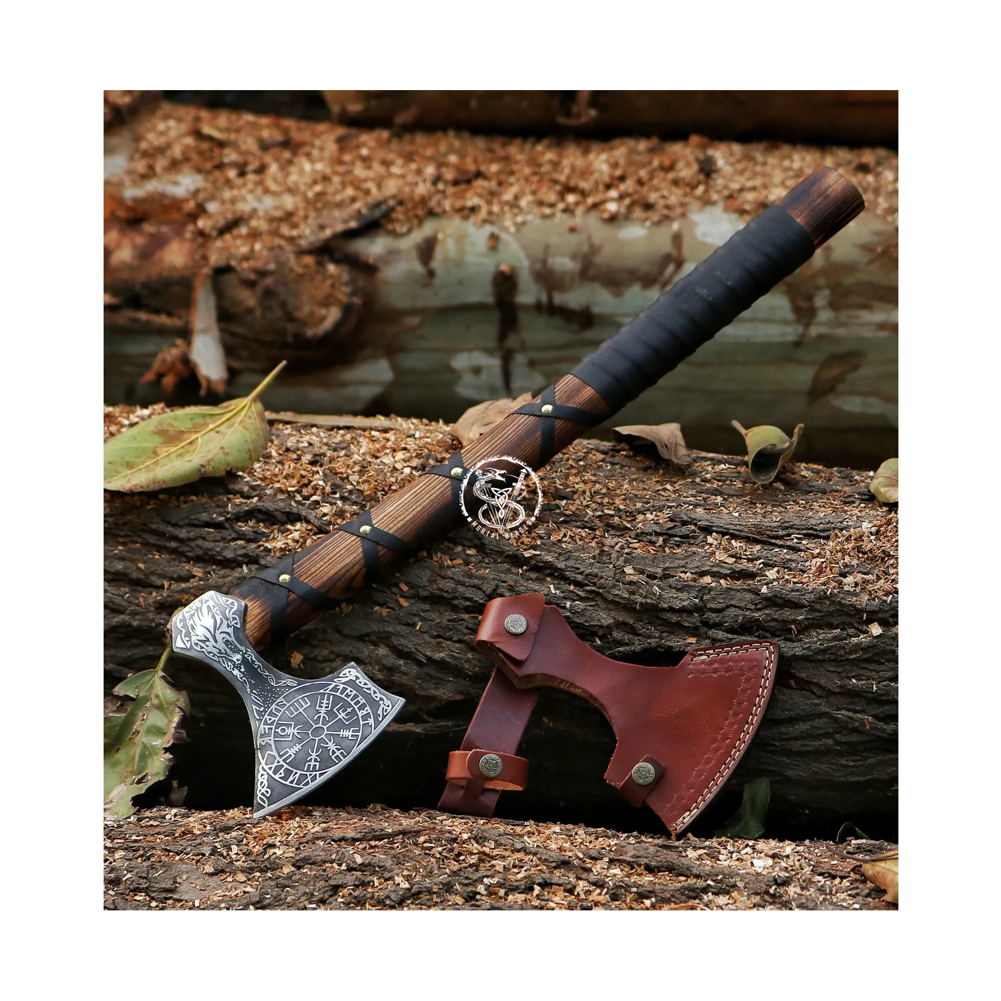 Hot Selling Carbon Steel Viking Axe Bearded Axe Outdoor Axe With Wooden Handle Hand Forge