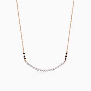 Ensemble de bijoux traditionnels fins Suchitra diamant Mangalsutra or Rose minimaliste fiançailles fonctions de mariée anniversaire - Product Image 4