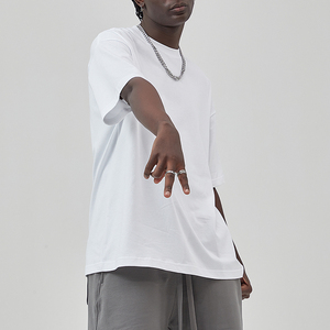 Drop Shoulder 100% Camiseta de algodón Camiseta de gran tamaño en blanco Camiseta personalizada Streetwear Camiseta para hombres - Product Image 1