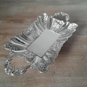 Luxury Rectangle Silver Finished Serving <b>Bowl</b> with Stand for Fruits <b>Snacks</b> and Decorative Display Handcrafted From India - Product Image 2