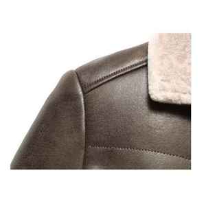 2025 Trending <b>Brown</b> 100% <b>Leather</b> Puffer <b>Jacket</b> with Canvas Fabric Hooded Winter Breathable Stylish Design - Product Image 4