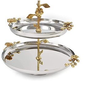 Deliciosa comida y postre en hoteles hogar cocina Mesa decoración forma brillante pulido chapado en oro bandeja de Metal para boda - Product Image 4