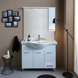 105cm White Export Floor-Standing Bathroom Cabinet with Sink and <b>Mirror</b> Ravenna <b>Wall</b> Unit <b>Set</b> - Product Image 2